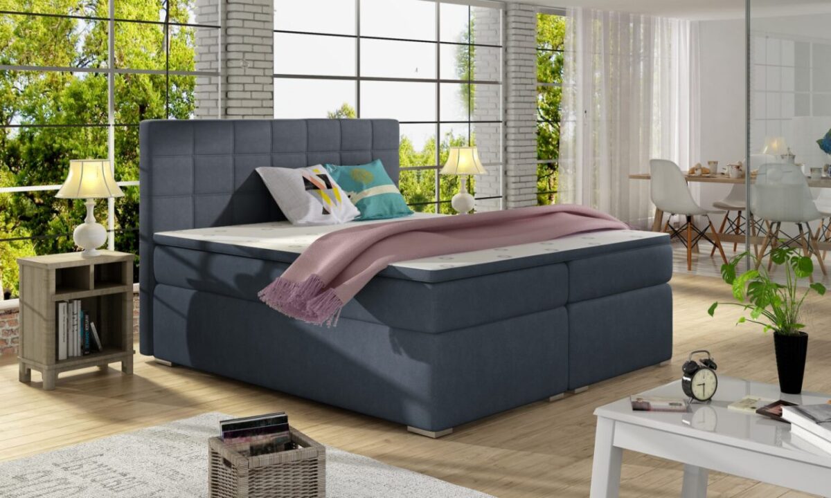 lit xxl design pas cher promo soldes bleu luxe boxspring