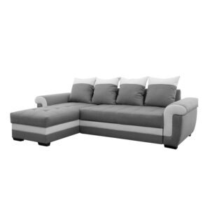 canape d angle en tissu convertible en lit 5 places gris