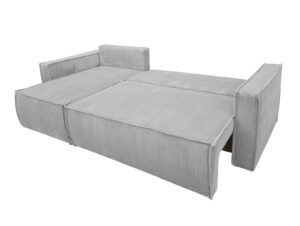 canape convertible en lit coffre rangement tissu gris