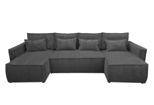 canape convertible en u tissu noir pas cher