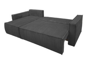 canape en l convertible en lit tissu noir angle