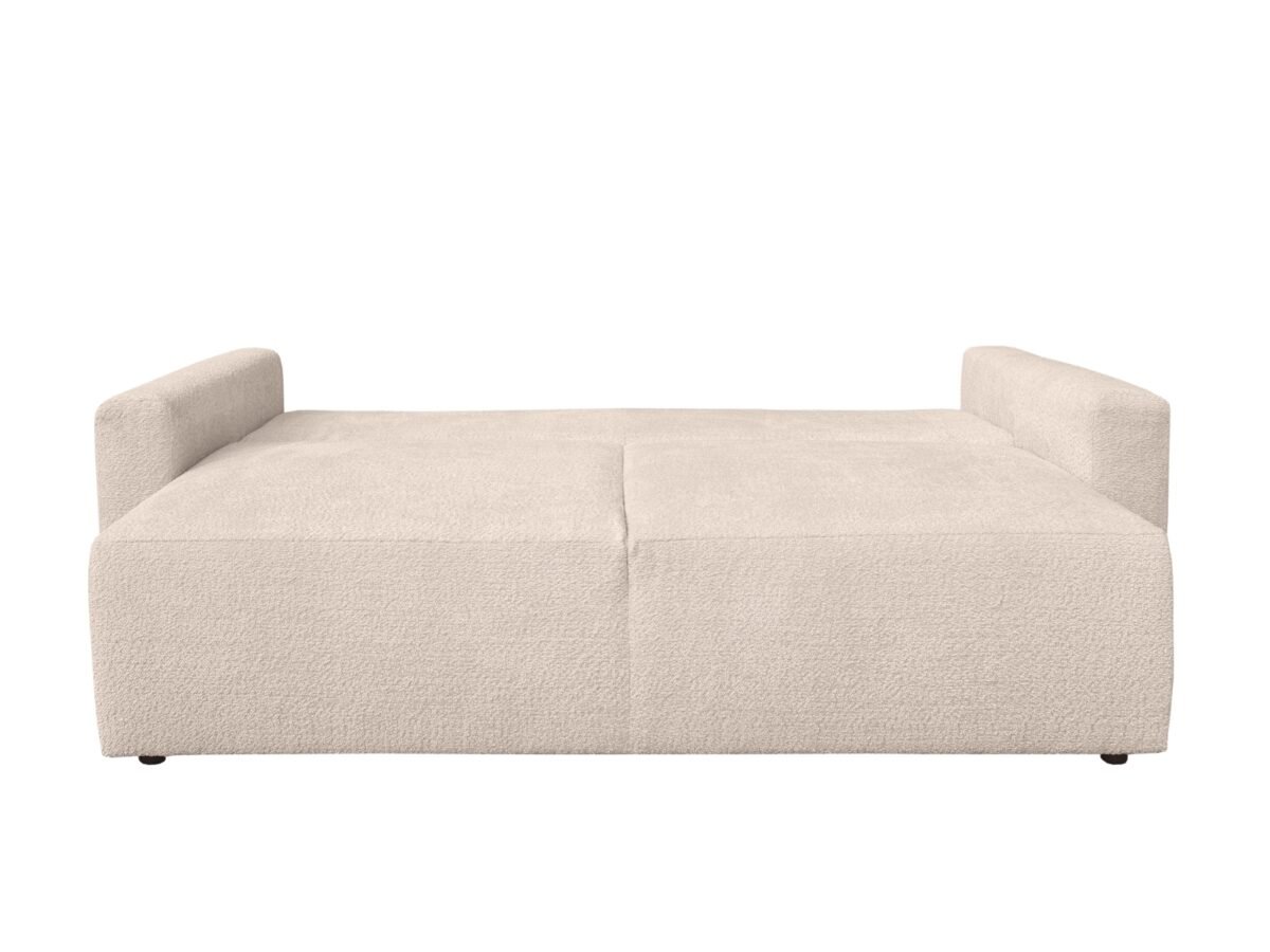 canape bouclette beige droit convertible en lit