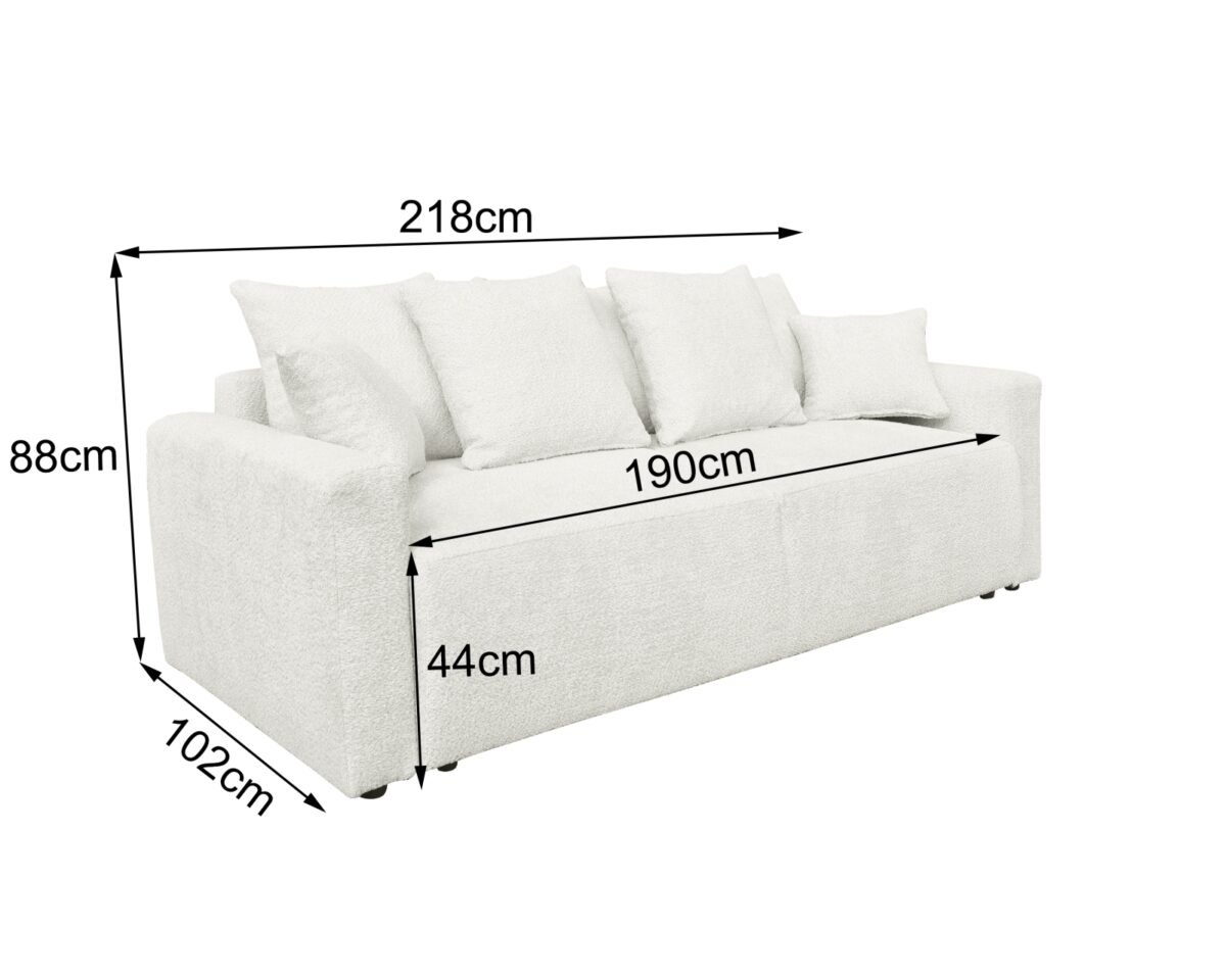 canape bouclette blanc convertible en lit