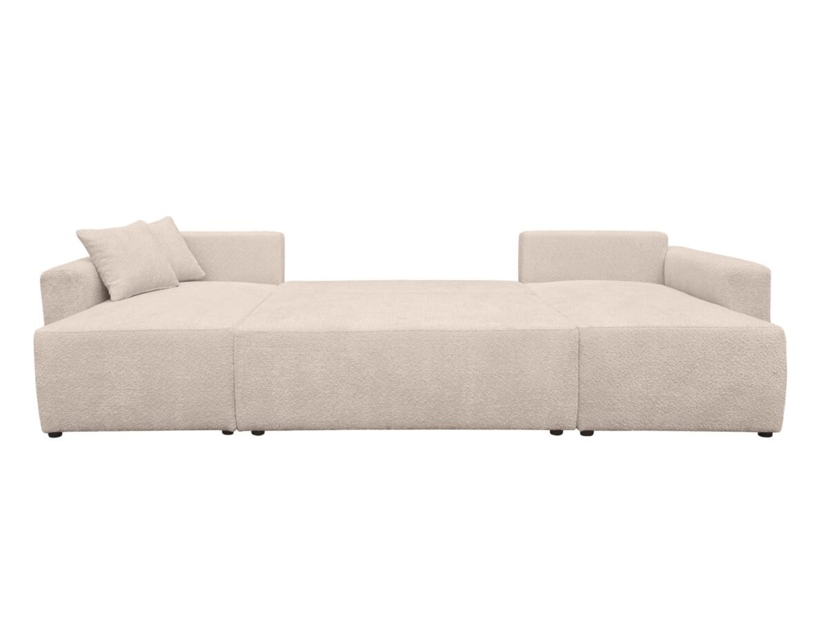 canape bouclette convertible en lit beige en u