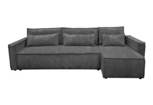 canape d angle convertible velours cotele gris anthracite