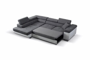 canape gris blanc tissu simili convertible en lit