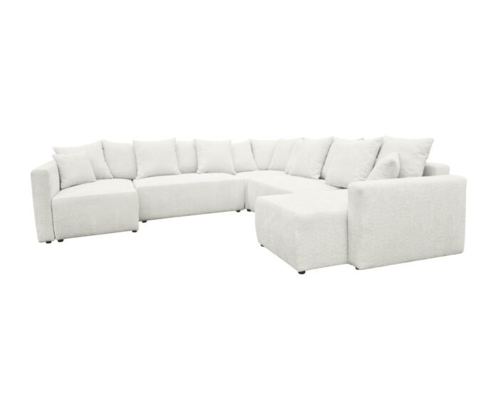 canape tissu bouclette doux blanc panoramique convertible en lit