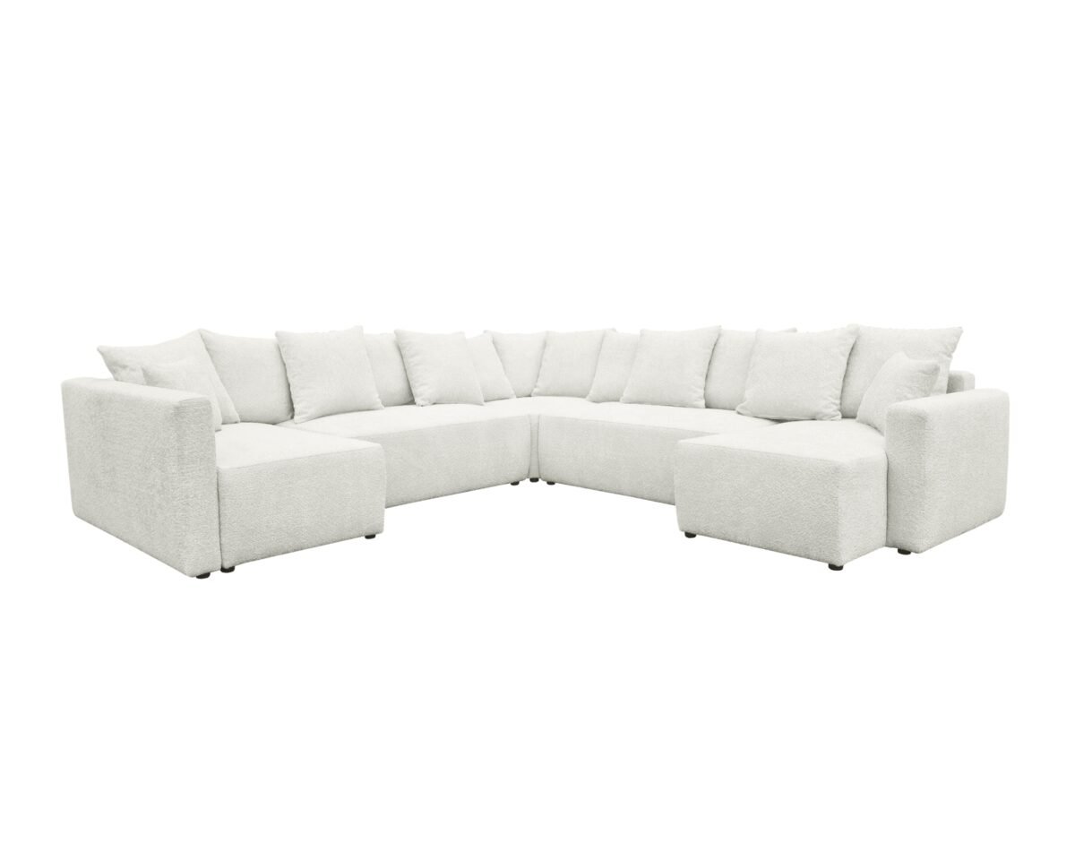 canape tissu bouclette doux blanc panoramique convertible pas cher