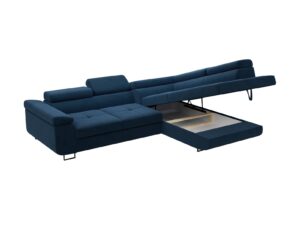 canape convertible avec coffre xl bleu droit