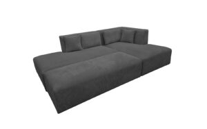 canape modulable design velour angle avec pouf pas cher