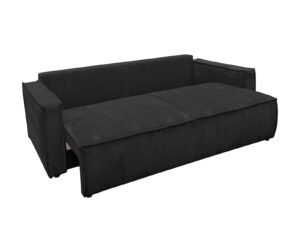 canape convertible lit avec coffre droit velours cotele 3 places noir