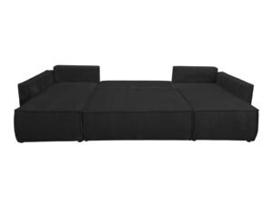 canape velours cotele noir eva u convertible en lit