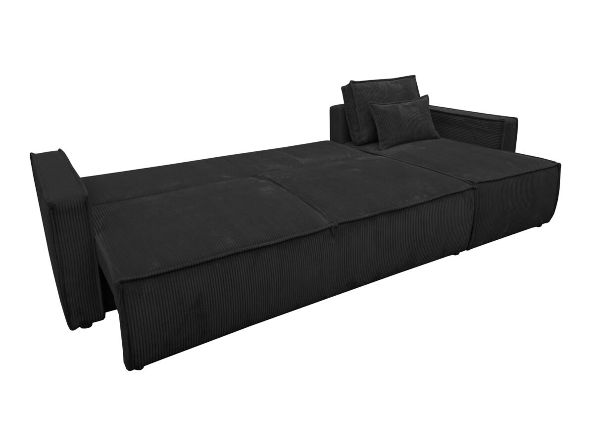 canaped angle reversible convertible en lit velours cotele noir