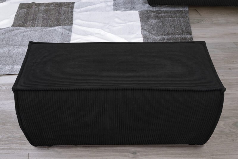 pouf velours cotele noir