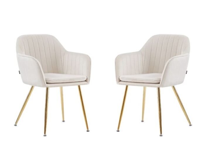 chaise design contemporain moderne velours beige