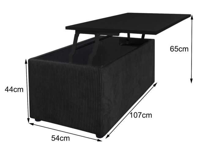 table basse velours cotele avec coffre noire design