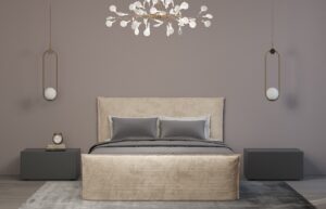 lit boxspring 160x200 pas cher beige velours