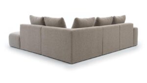 canape d angle beige tissu bouclette 5 places