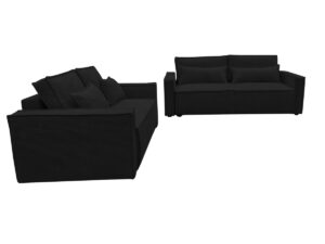 canape 3 2 eva velours cotele noir convertible lit