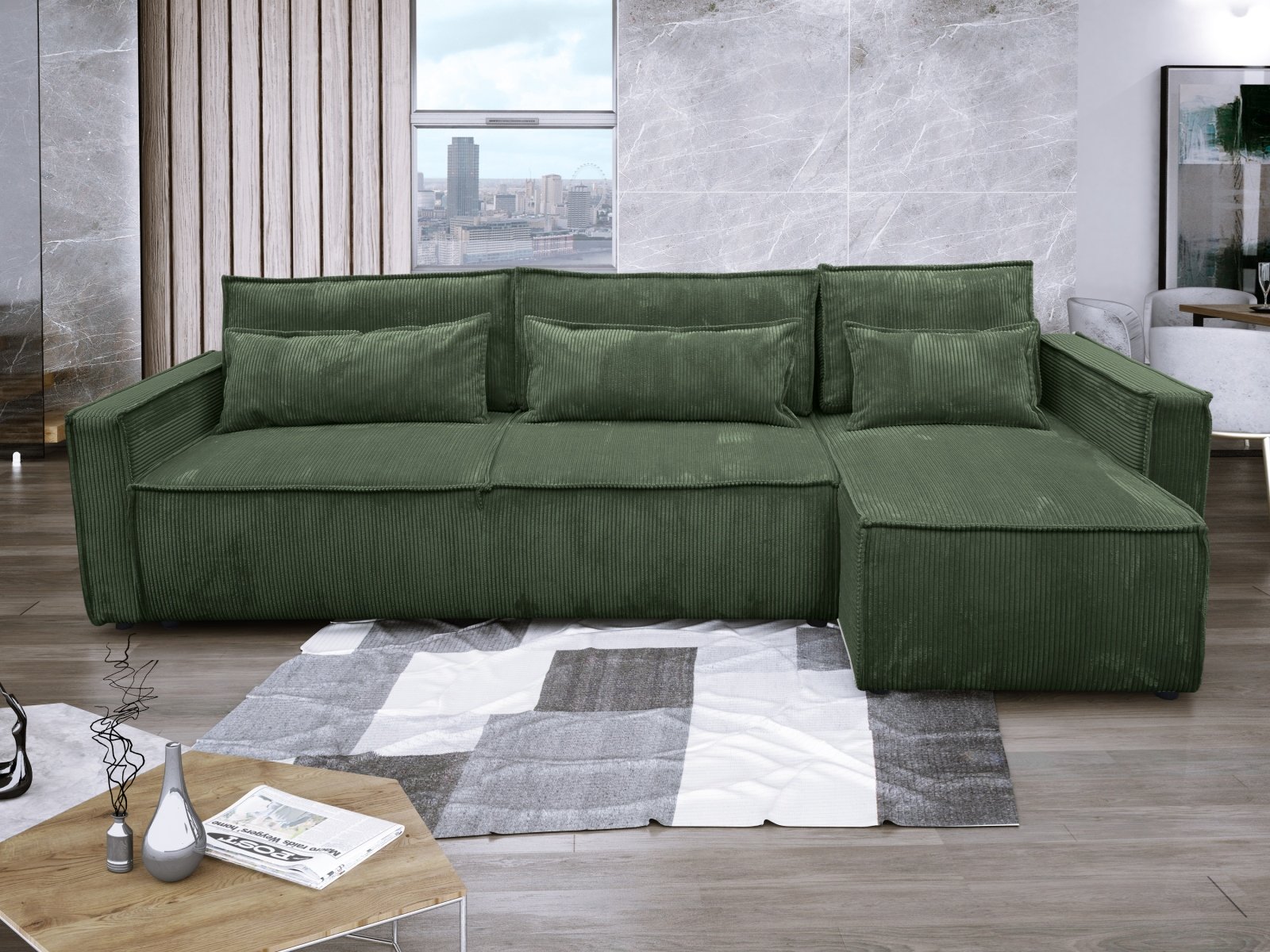 canape velours cotele eva xl vert