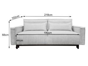 canape convertible velours cotele eva neo 3 places dimensions