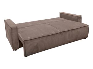 canape 3 places velours cotele marron convertible en lit