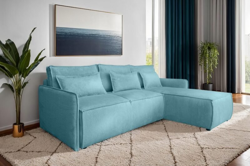 canape eva l angle reversible grande meridienne turquoise