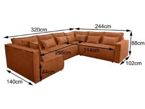 canape panoramique velours cotele terracotta dimensions