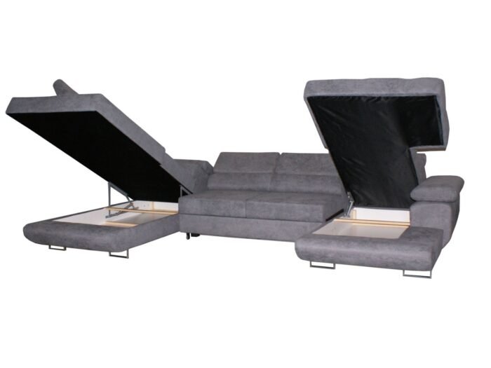 canape gris convertible en lit coffre de rangement