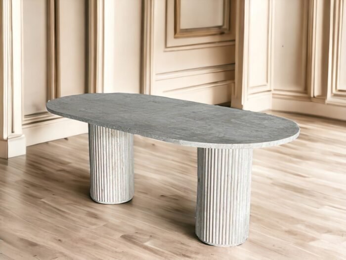 table a manger travertin beige ovale sofastyle