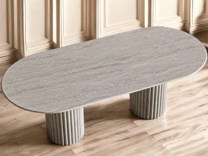 table travertin pour salle a manger ovale sofastyle