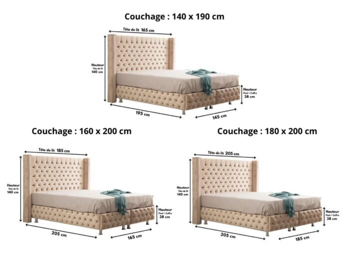 lit coffre sans matelas 180x200 capitonne cloute