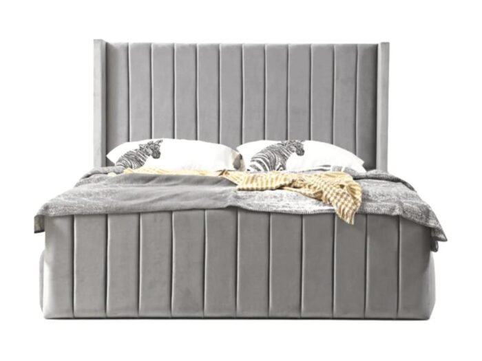 lit velours gris 180x200 sans sommier