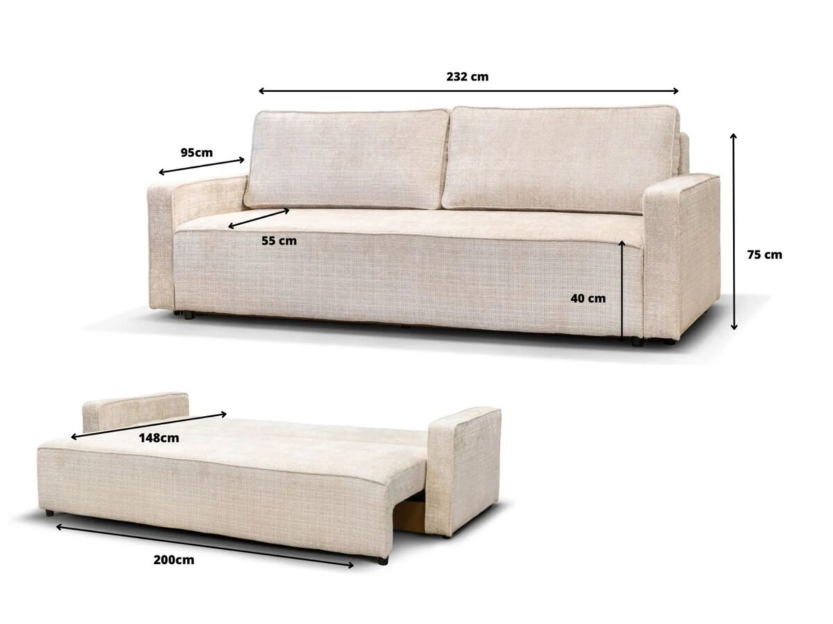 canape beige convertible en lit 2 places dimensions